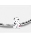 Bead: Awareness - Rhodium Plated w/Pink Crystal