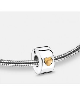 Bead: Glowing Heart - Rhodium Plated Gold Vermeil Two Tone