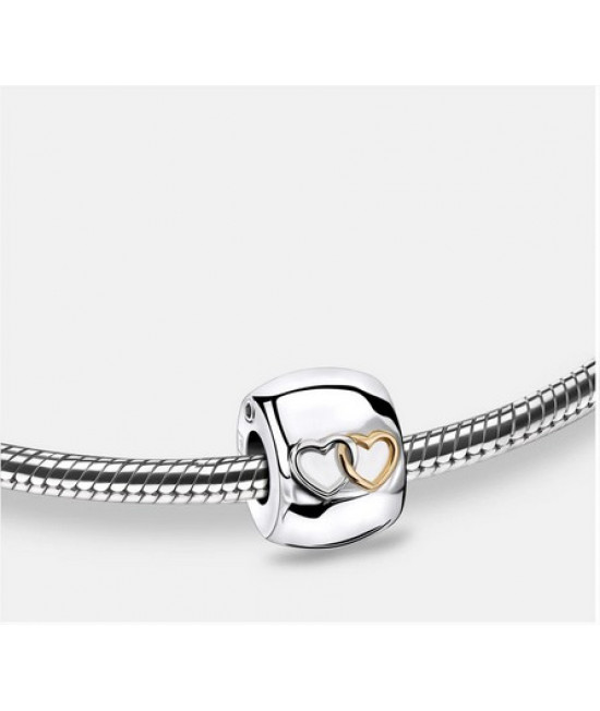 Bead: Entwined Hearts - Rhodium Plated Gold Vermeil Two Tone